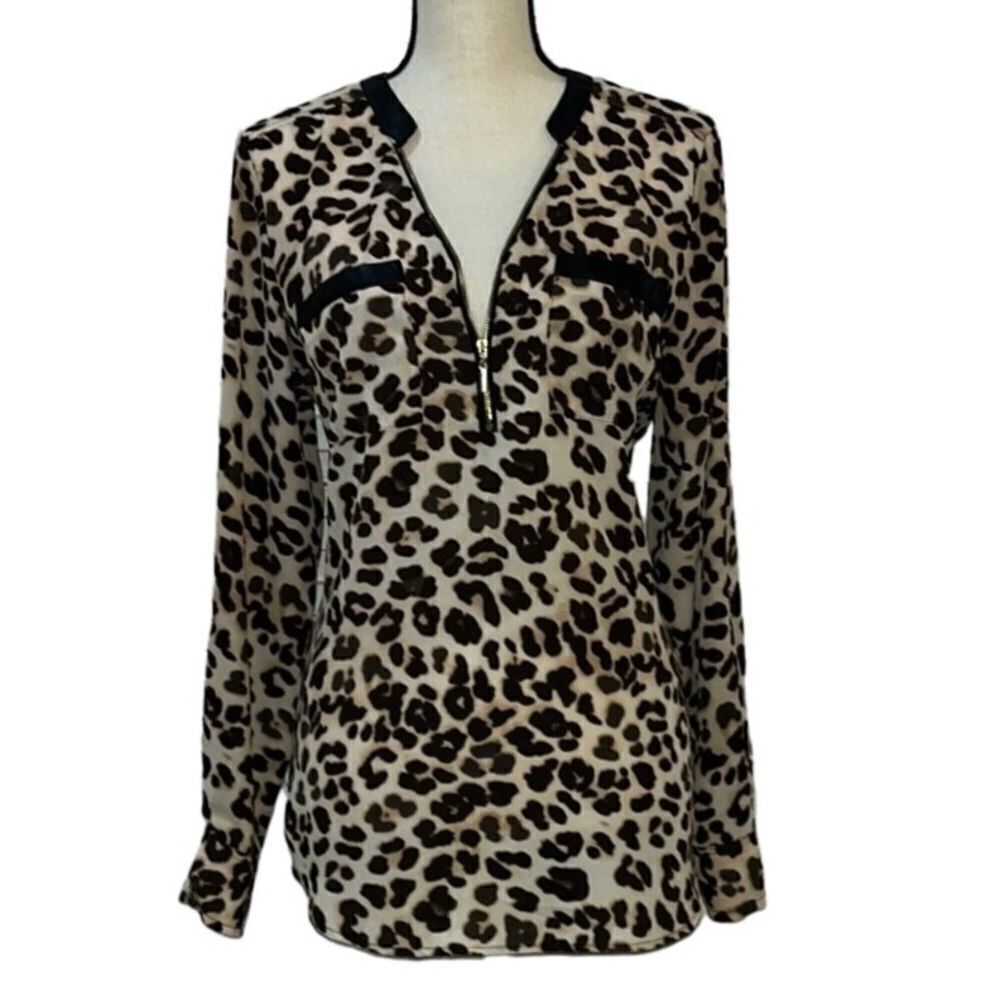 NY&Co Leopard Print Pullover Blouse- Flawed